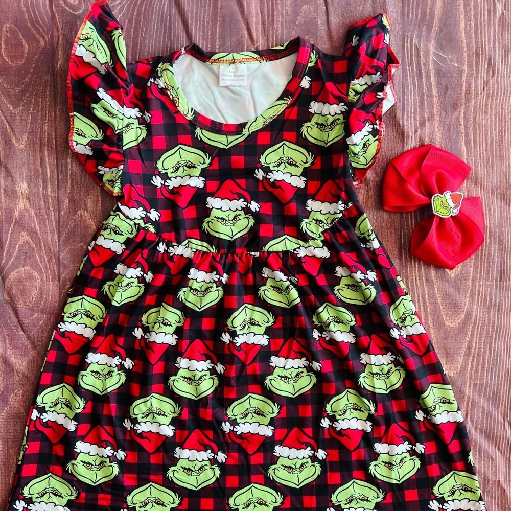 The Grinch Dress and Bow